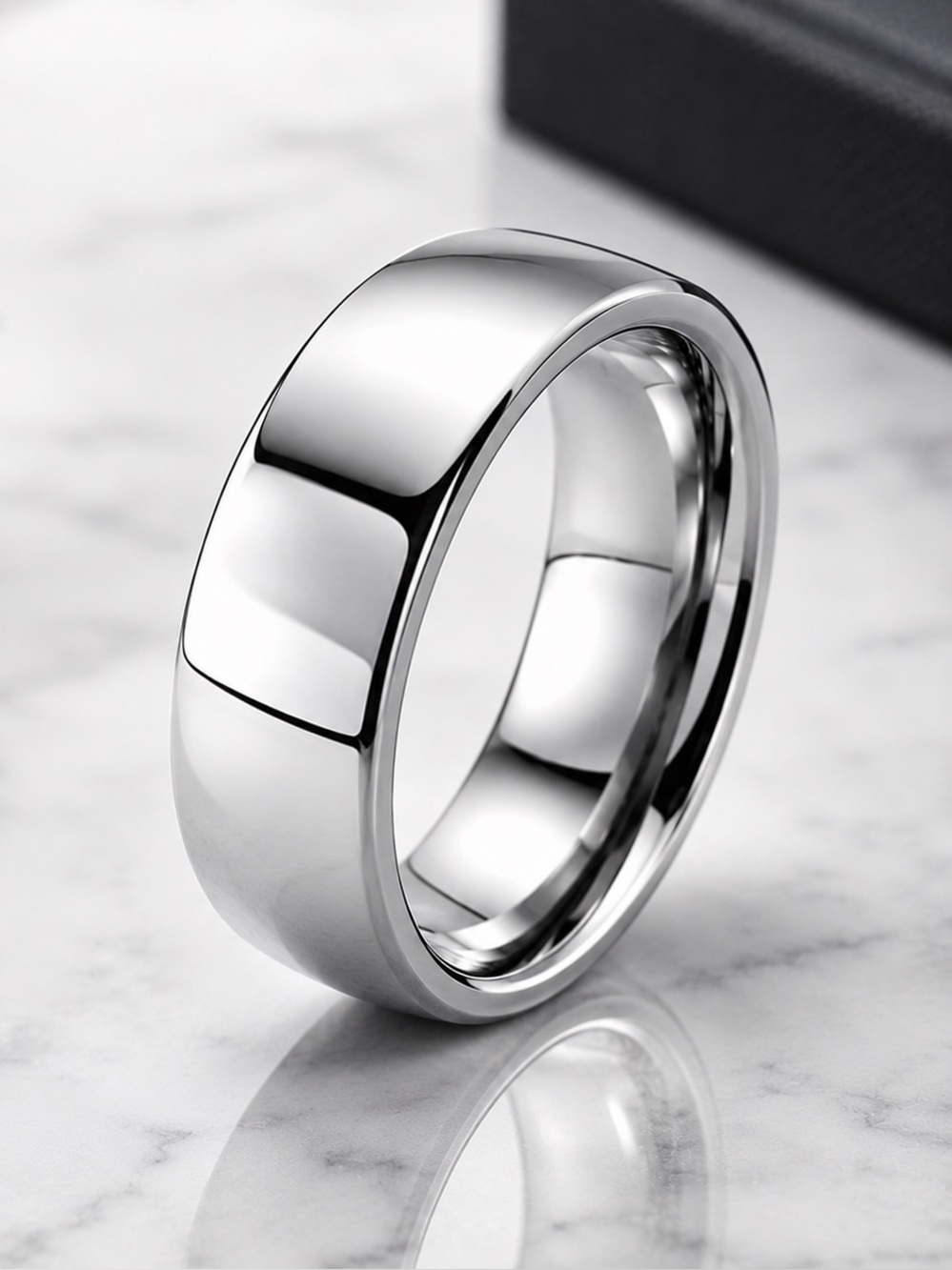Classic Men's Polished Silver Dome Band Ring